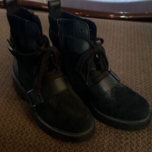 UGG Black Leather and Suede Boots